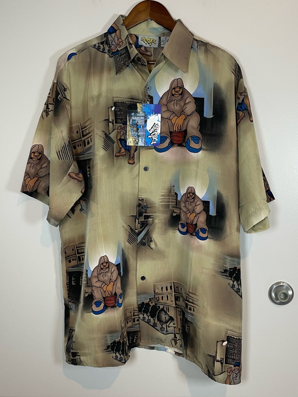 Y2K Dead stock Up Ro’s AOP Hip Hop Urban Size Large Button Up Shirt